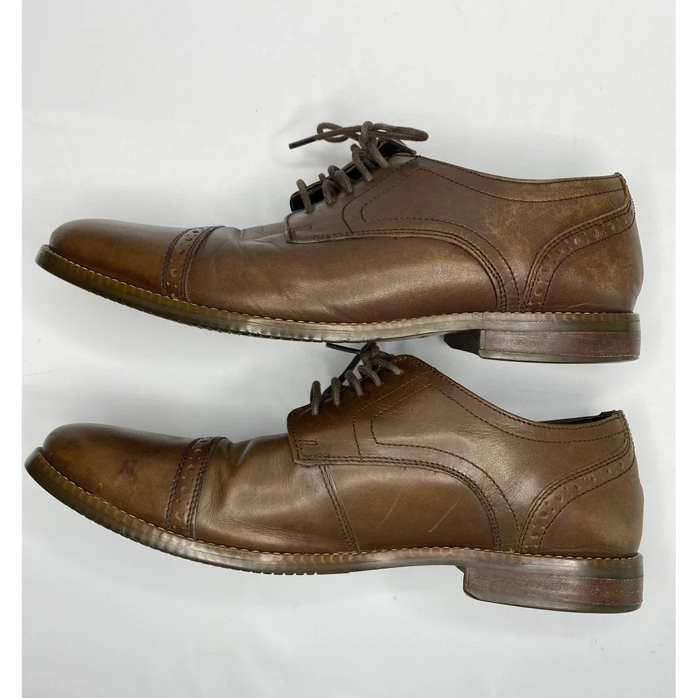 Rockport Mens 11 Brown Leather Walkability Shock‎ Absorbing Lace Up Oxford Shoes